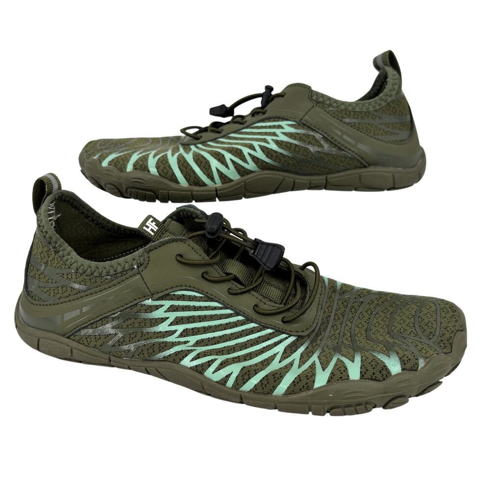 HF Hike Footwear Barefoot Sneaker Size EU 40 Army Green Pull On Stretch Laces